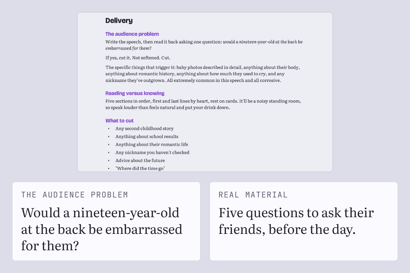 The guide page on the audience problem