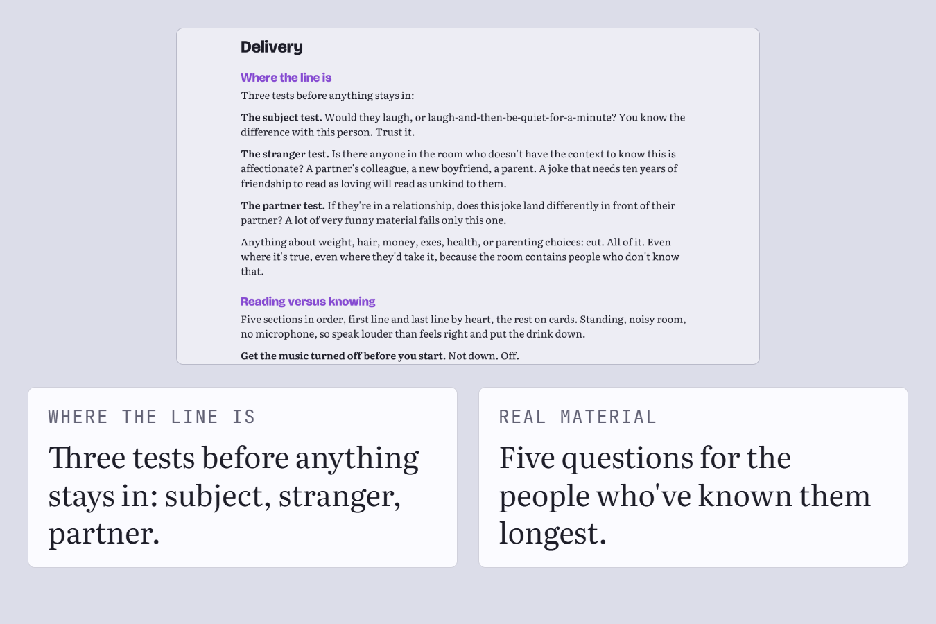 The guide page on where the line is