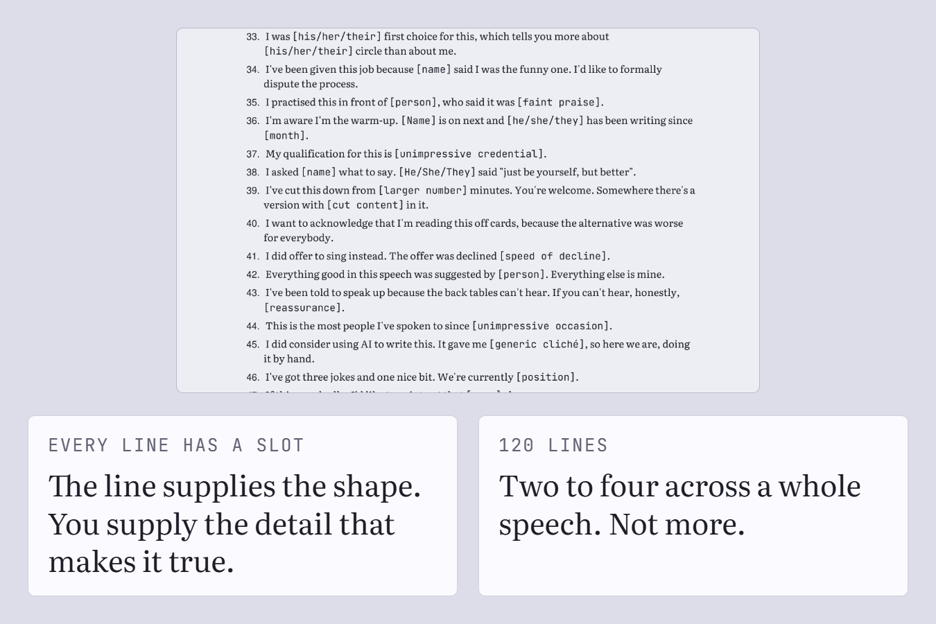 The page of lines for the turn into something sincere