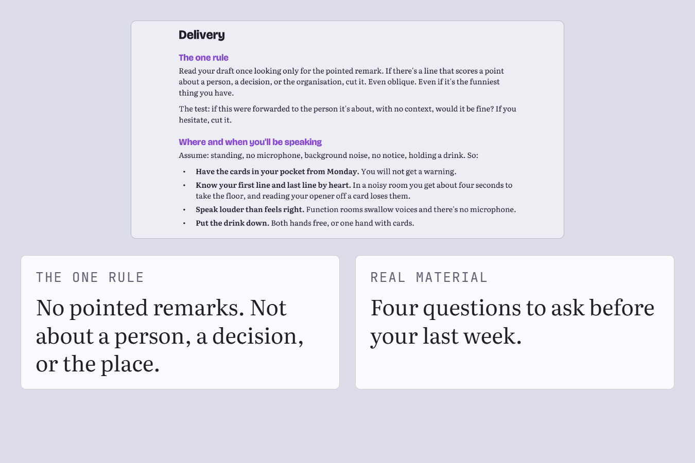 The guide page on the one rule