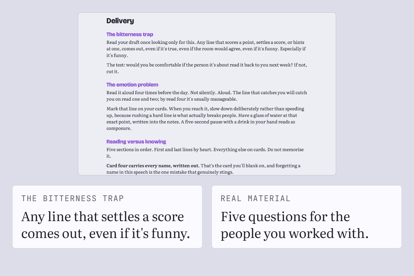 The guide page on the bitterness trap