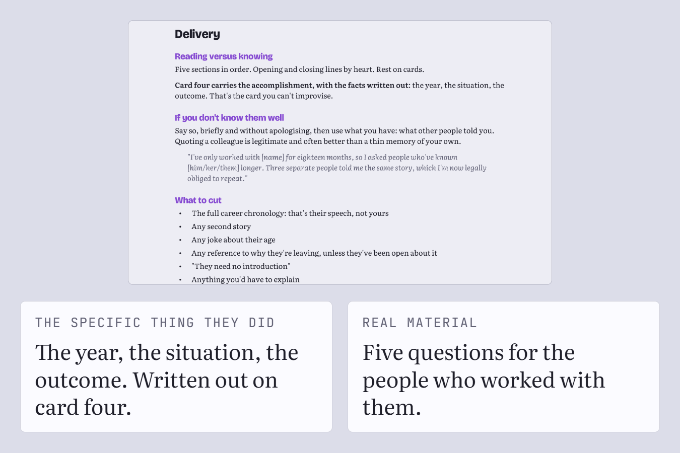 The guide page on the two versions of this speech