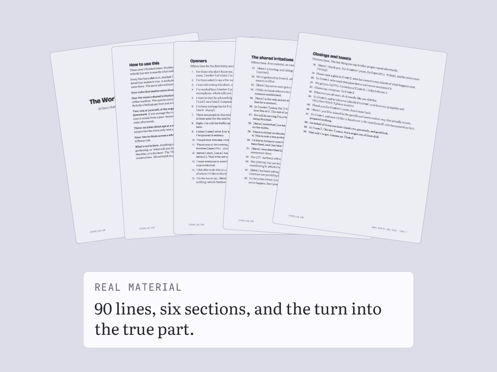 A fan of five pages from the guide, showing the document's real length